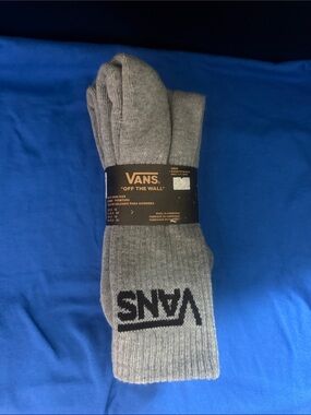 Vans Gray Crew Socks with Black Logo